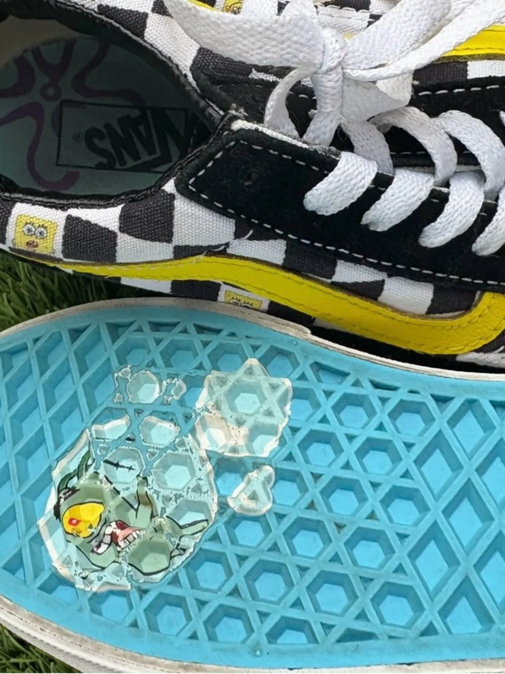 Vans Kids sponge bod Checkerboard Lace-Up Sneakers in Black, White & Yellow